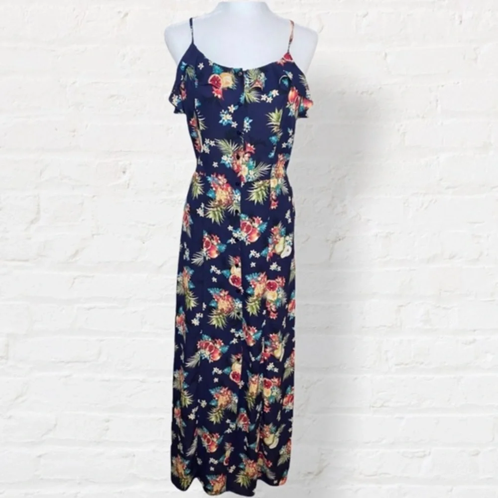 Skies are Blue Tropical Print Maxi Dress